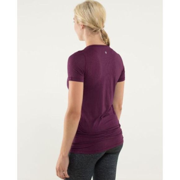 Lululemon Karmady Short Sleeve Tonka Stripe Burnout Plum S - Picture 2 of 9